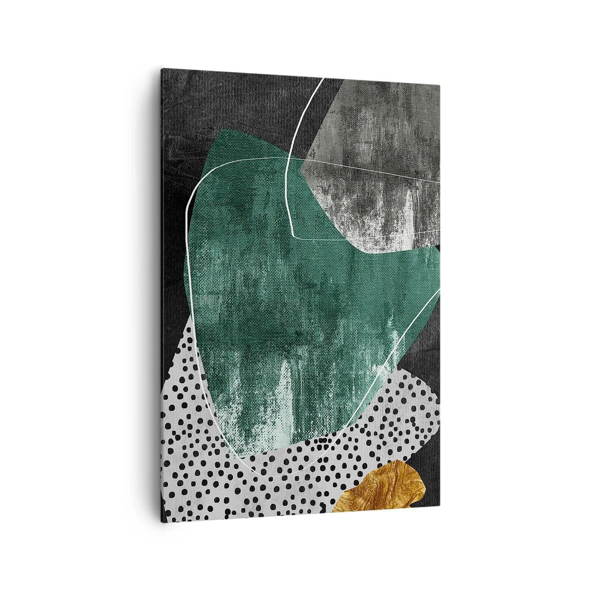 Tablou pe pânză - Abstracție colorată cu fulgi de aur - 70x100 cm