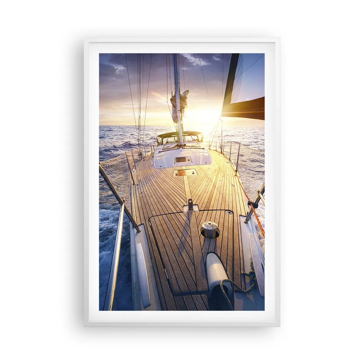 Poster în ramă albă - Alergând pe valuri - 61x91 cm