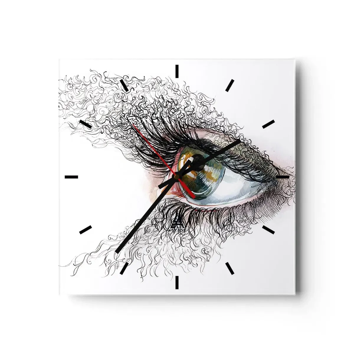 Ceas de perete - Ceas pe sticlă - Privește direct în suflet - 30x30 cm