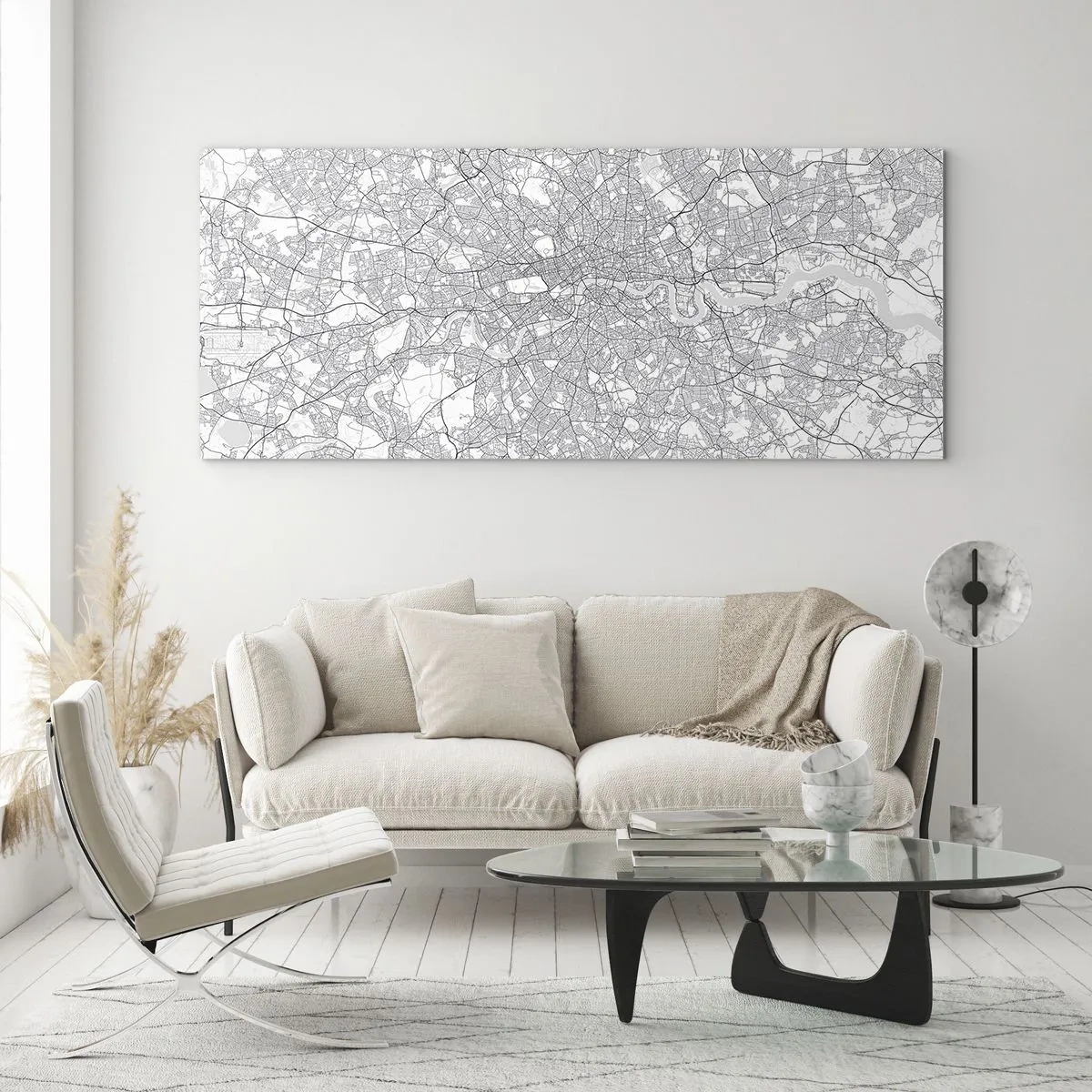 Tablou pe sticlă - Harta labirintului din Londra - 100x40 cm