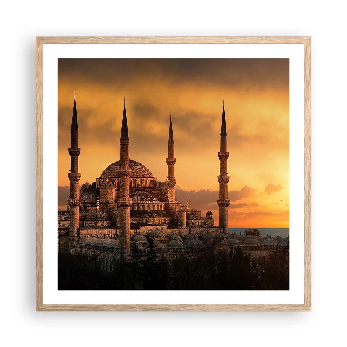 Poster în ramă de stejar deschis - Dumnezeu este mare - 60x60 cm