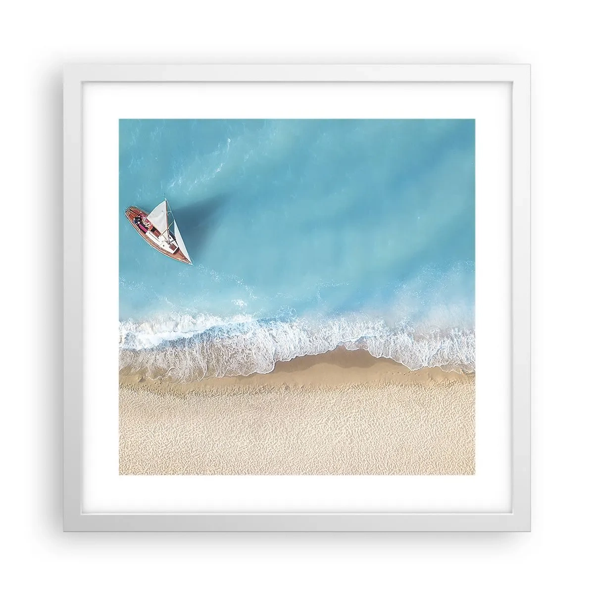 Poster în ramă albă - La frontieră dintre albastru și auriu - 40x40 cm