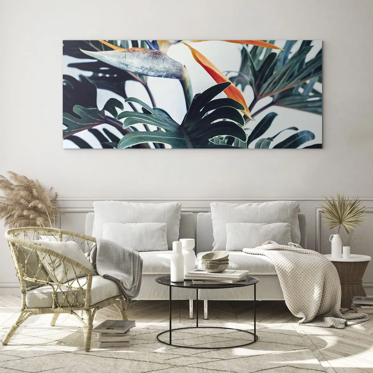 Tablou pe sticlă - Tufiș sau pasăre? - 100x40 cm