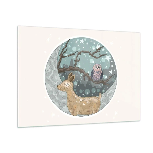 Tablou pe sticlă - O noapte în pădure de poveste - 100x70 cm
