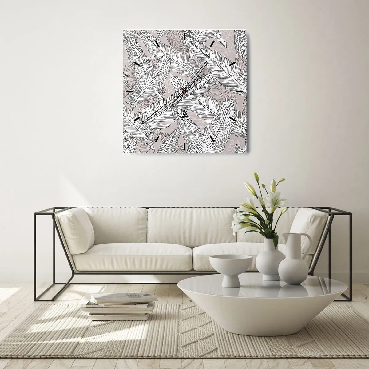 Ceas de perete - Ceas pe sticlă - Vijelie cu pene - 40x40 cm