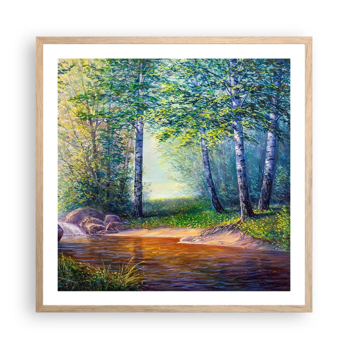 Poster în ramă de stejar deschis - Cadru idilic - 60x60 cm
