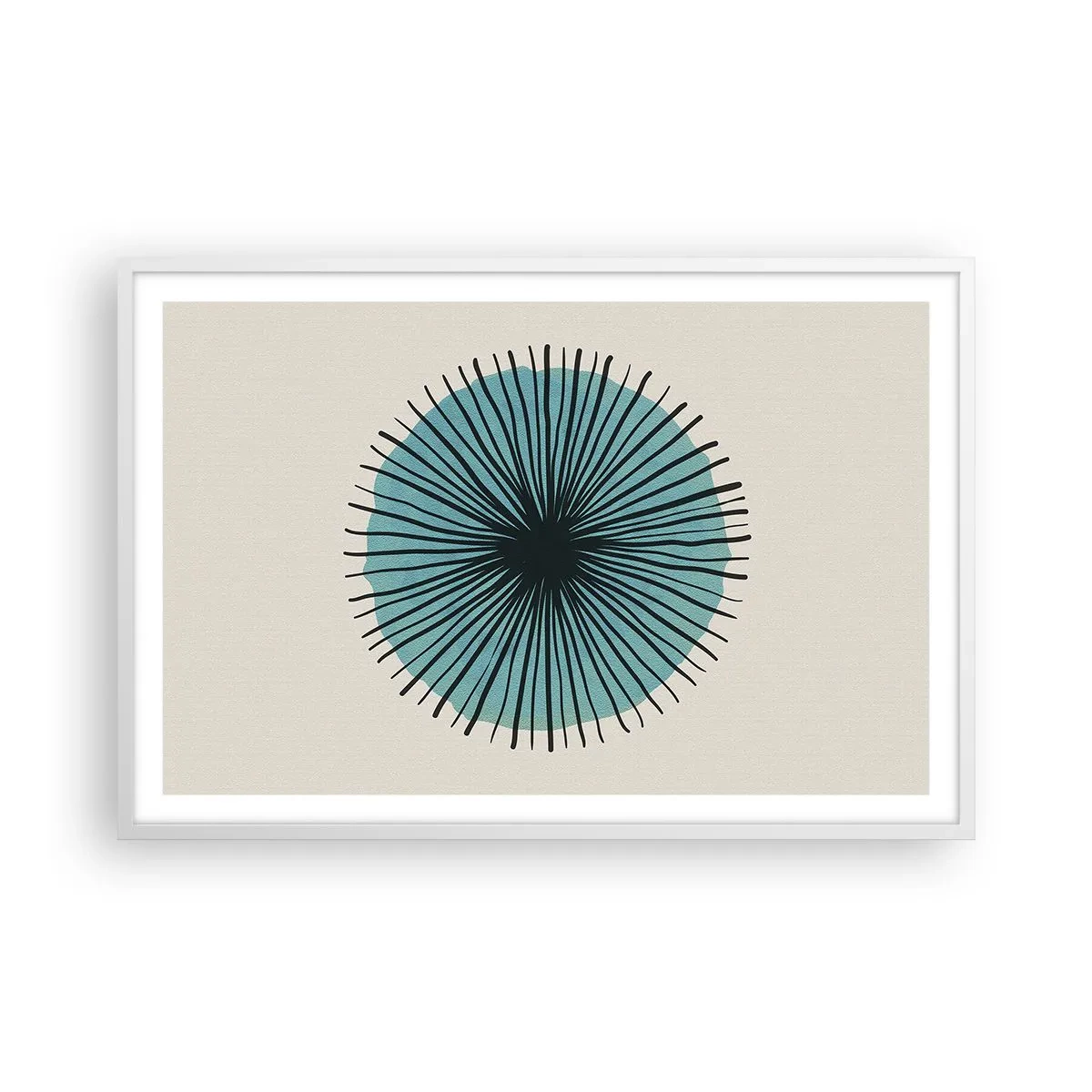 Poster în ramă albă - Radiant pe albastru - 91x61 cm