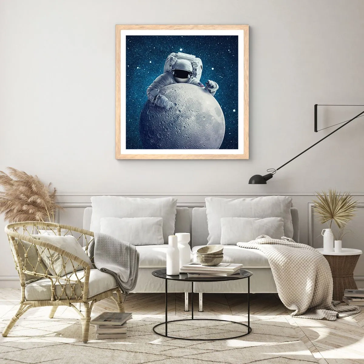 Poster în ramă de stejar deschis - Glumeț spațial - 50x50 cm