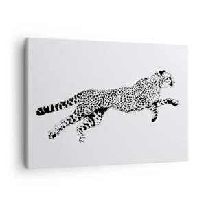 Tablou pe pânză Canvas - Grafică minimalistă a unui ghepard în mișcare - 70x50cm - Cel mai rapid de pe Pământ - Decorațiune modernă pentru perete pentru living și dormitor ARTTOR