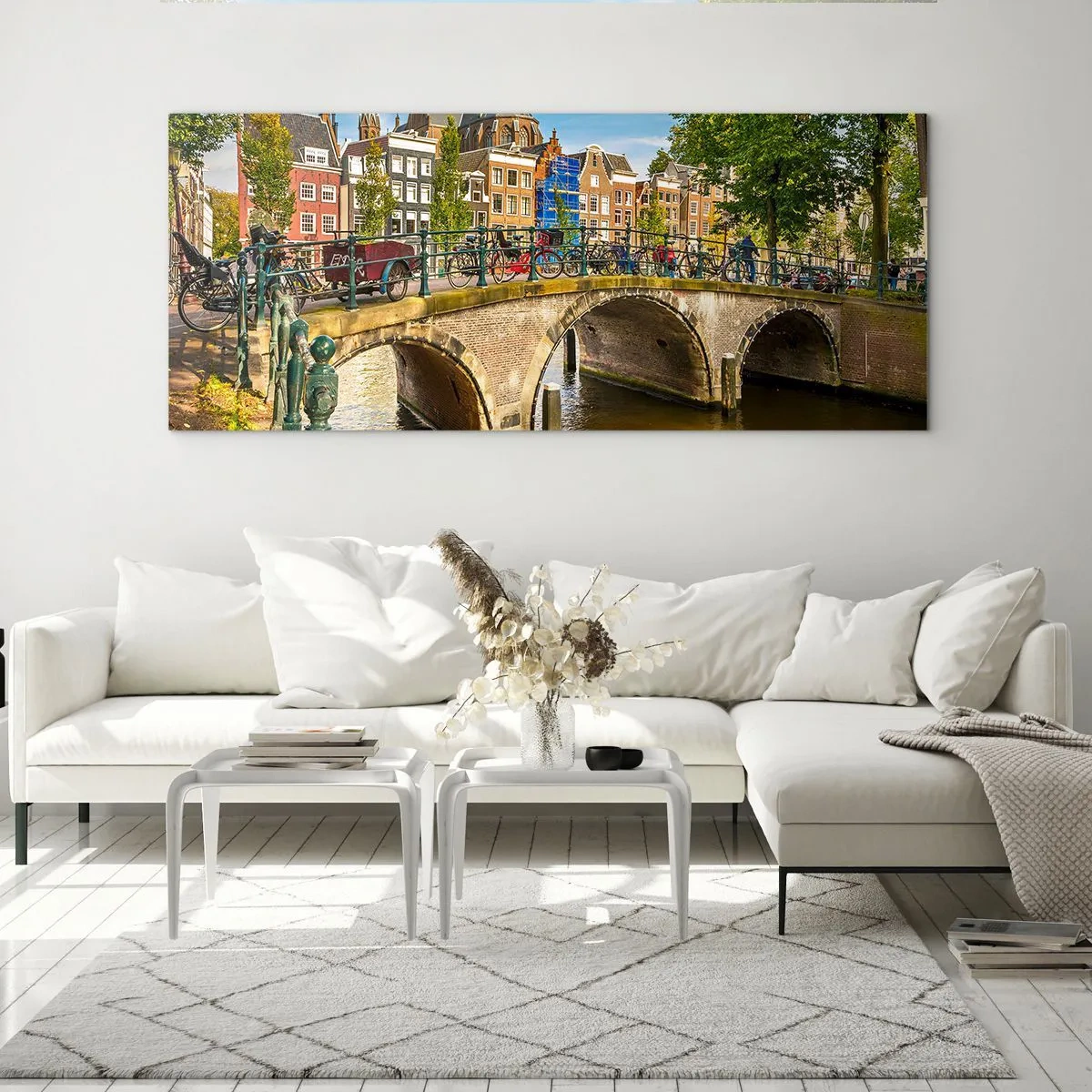 Tablou pe sticlă - Primăvara lângă canal - 140x50 cm