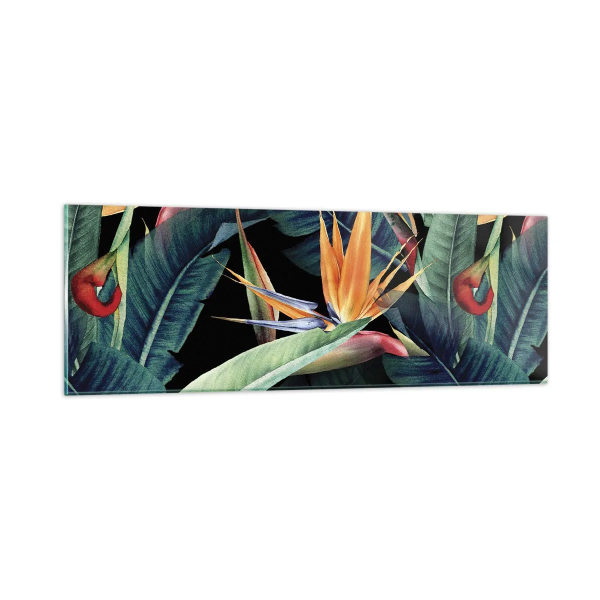 Tablou pe sticlă - Florile de flacără ale tropicelor - 90x30 cm