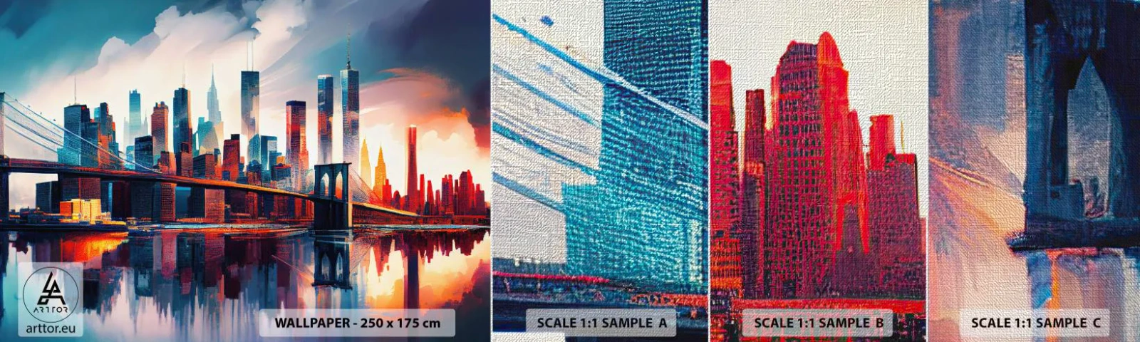 Mostră tapet Premium Canvas - New York fenomenal - Oraș, Pod, Arhitectură - 100x30 cm