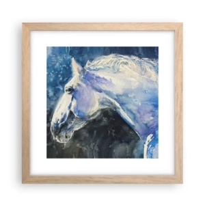 Poster în ramă de stejar deschis - Portret într-o strălucire albastră - 30x30 cm