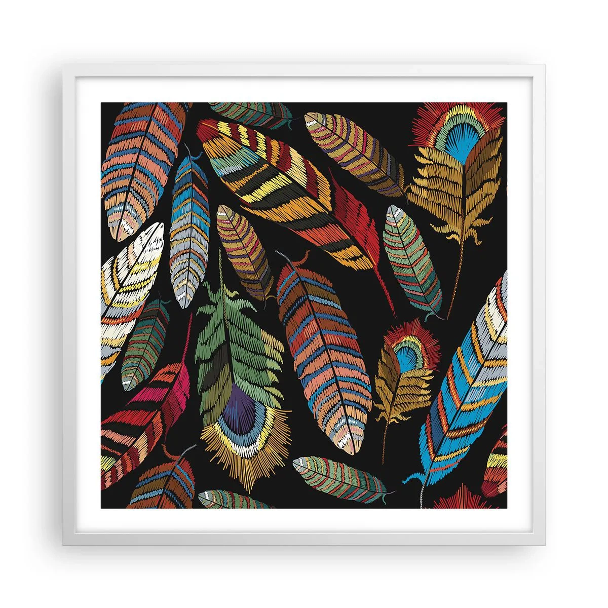 Poster în ramă albă - Carnavalul păsărilor - 60x60 cm