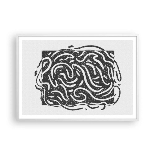 Poster în ramă albă - Abstracție: dansul bucuriei - 100x70 cm