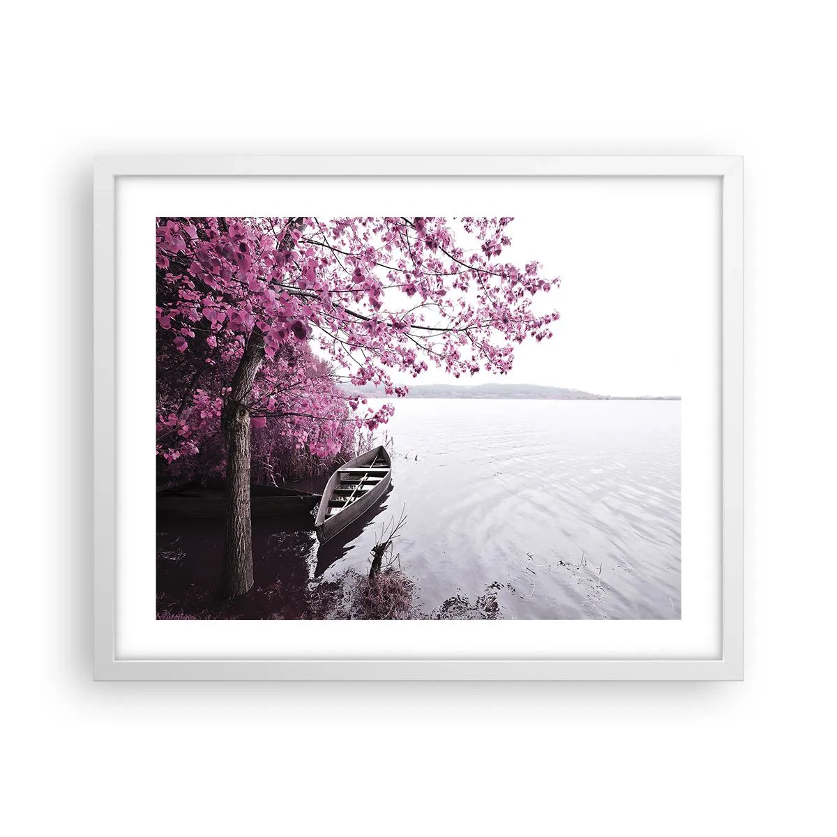 Poster în ramă albă - În tăcerea roz - 50x40 cm