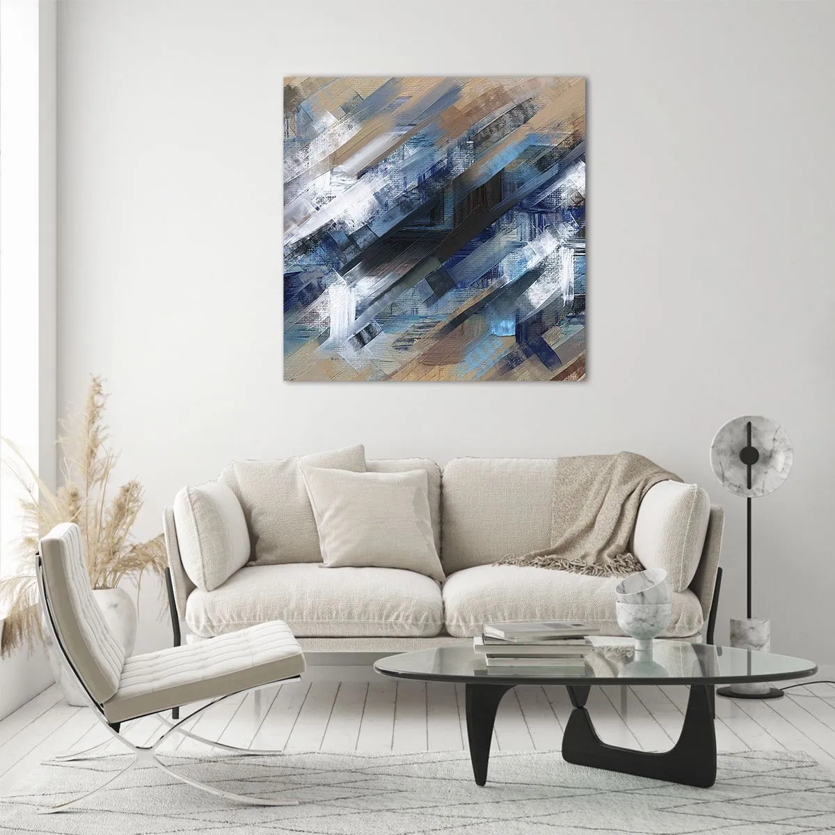 Tablou pe sticlă - Pe o pantă albastră - 30x30 cm