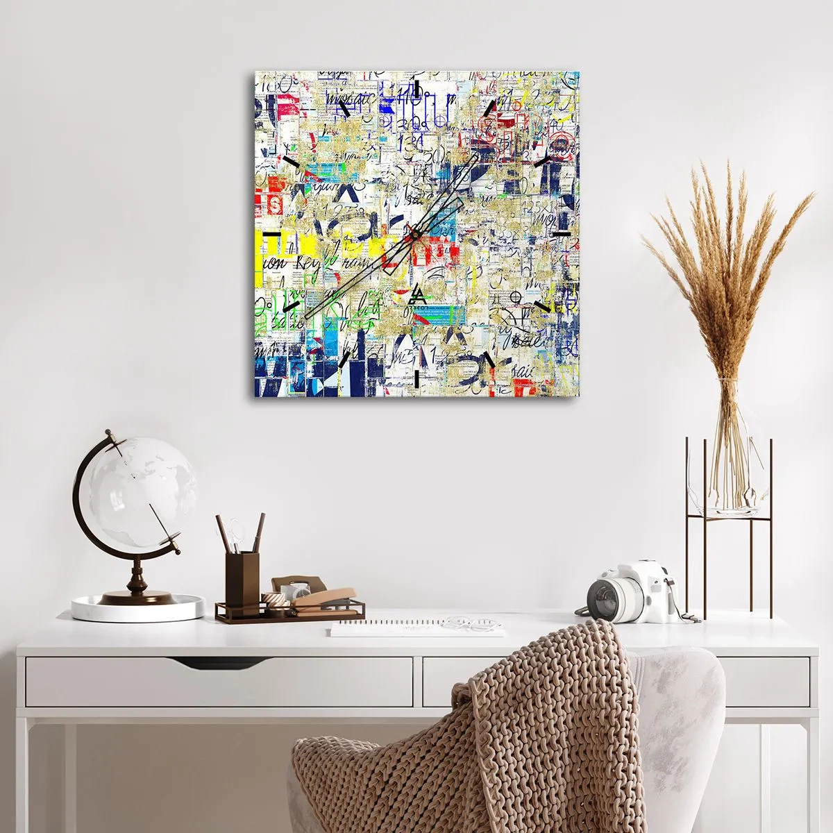 Ceas de perete - Ceas pe sticlă - Pur și simplu plăcut pentru ochi - 40x40 cm