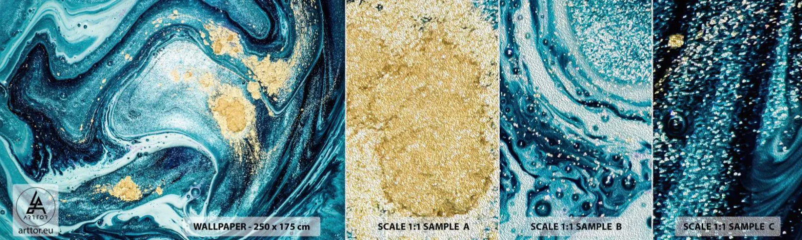 Mostră tapet Premium Sand - Vârtej albastru - Abstracția, Bucată, Model modern - 100x30 cm