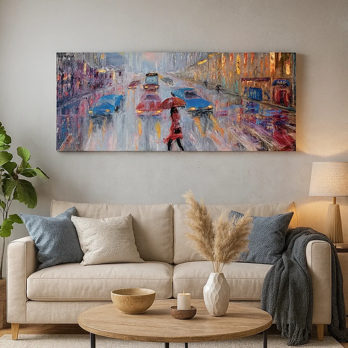 Tablou pe pânză - O după-amiază ploioasă în oraș - 30x30 cm