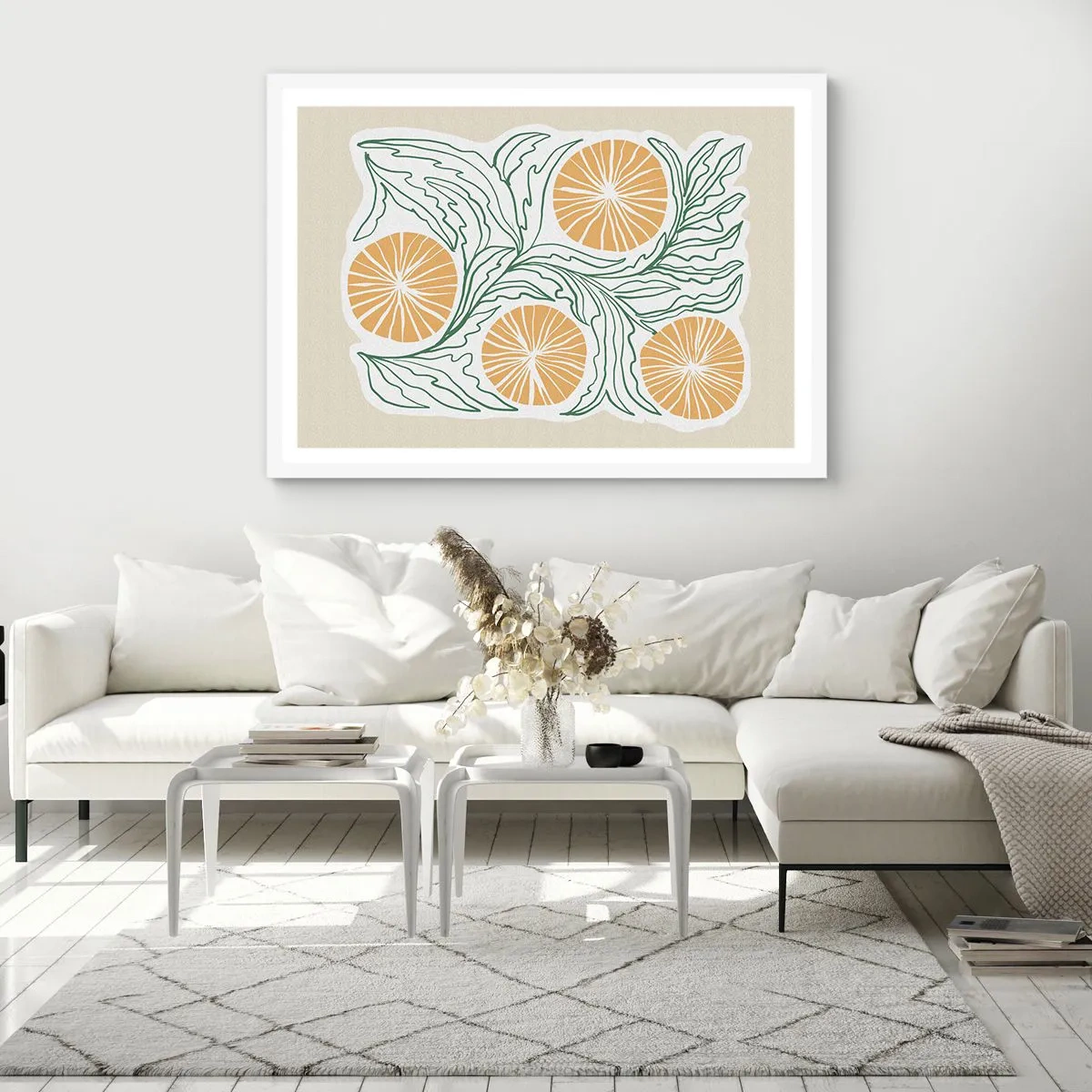 Poster în ramă albă - Etnic cu o notă de abstracție - 100x70 cm