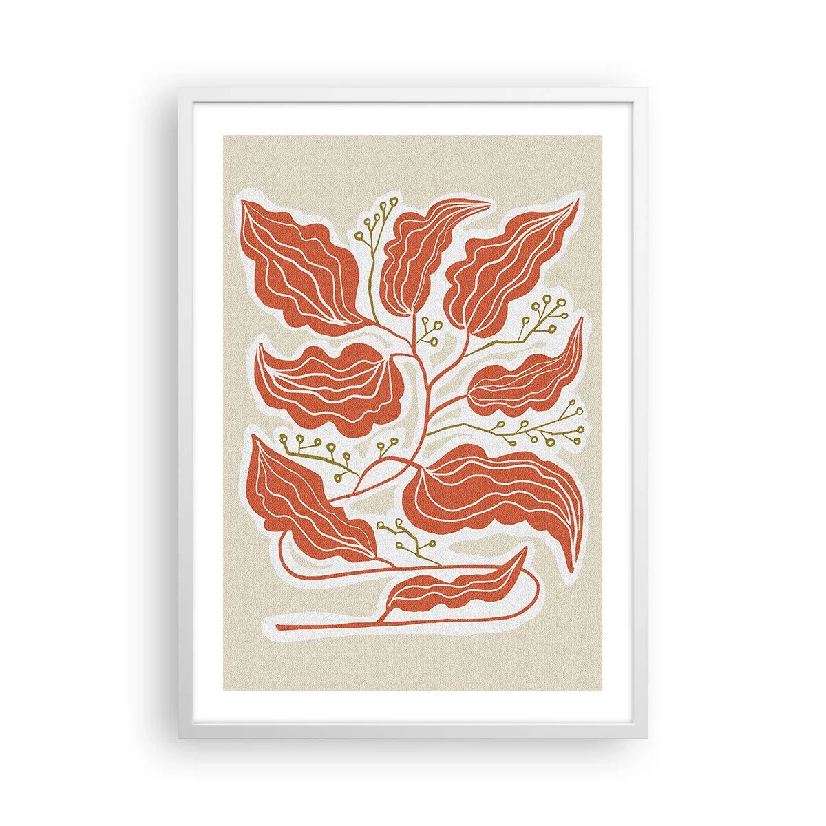 Poster în ramă albă - Folk și coral - 50x70 cm