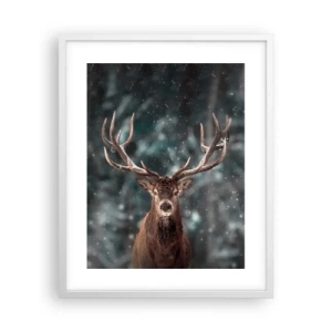 Poster în ramă albă - Regele pădurii a fost încoronat - 40x50 cm