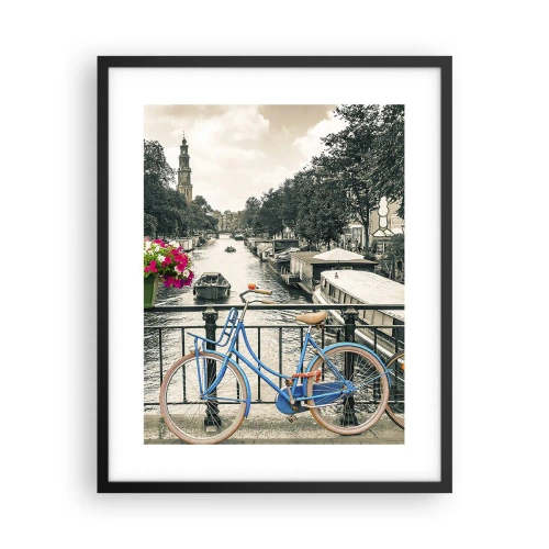 Poster în ramă neagră - Culorile unui canal din Amsterdam - 40x50 cm