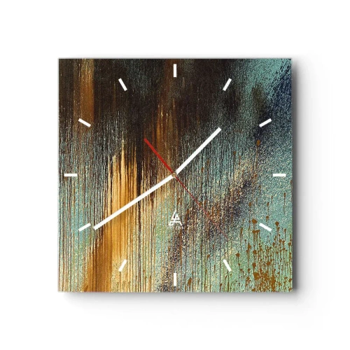Ceas de perete - Ceas pe sticlă - O compoziție cromatică neaccidentală - 30x30 cm