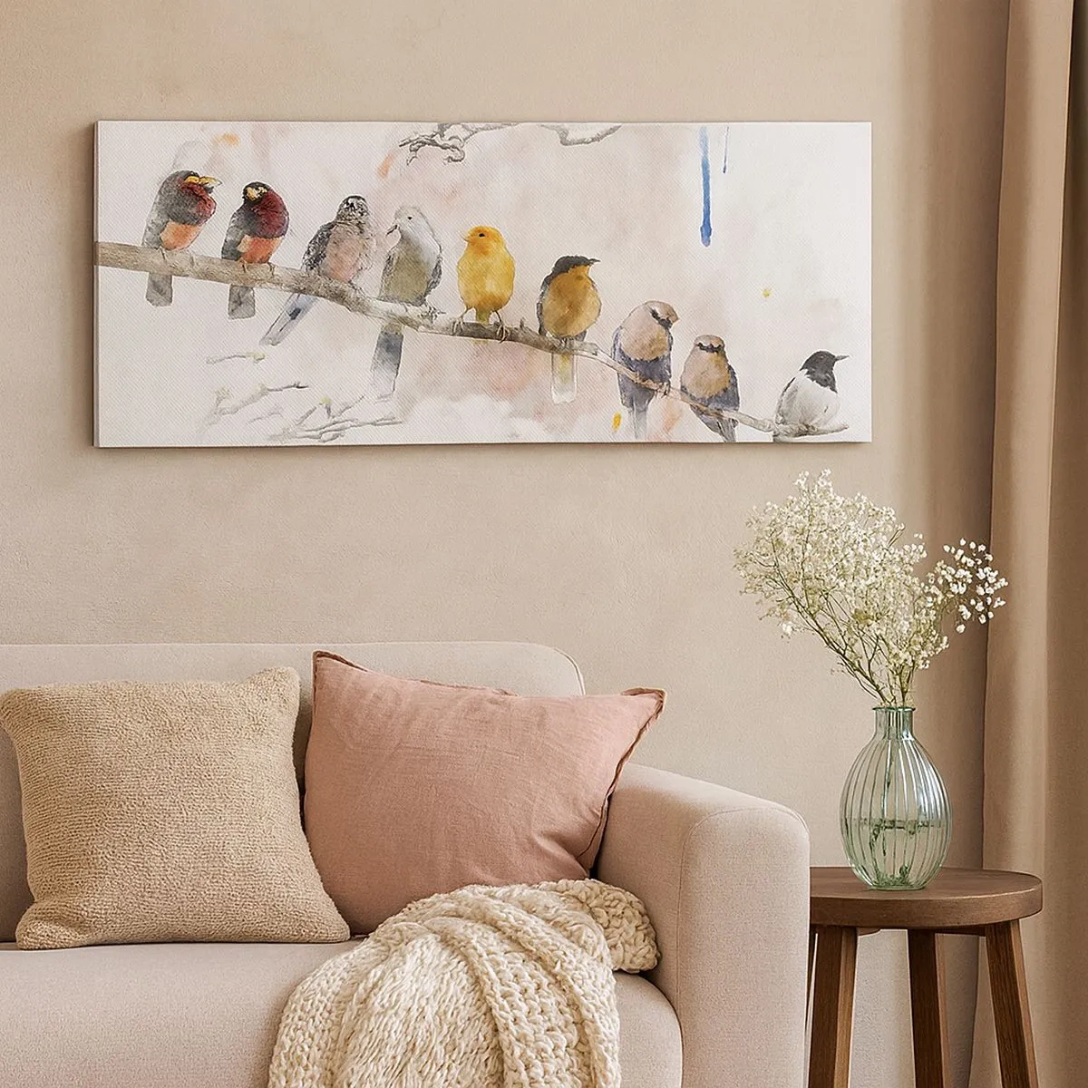 Tablou pe pânză - Întâlnire înaripată - 100x40 cm