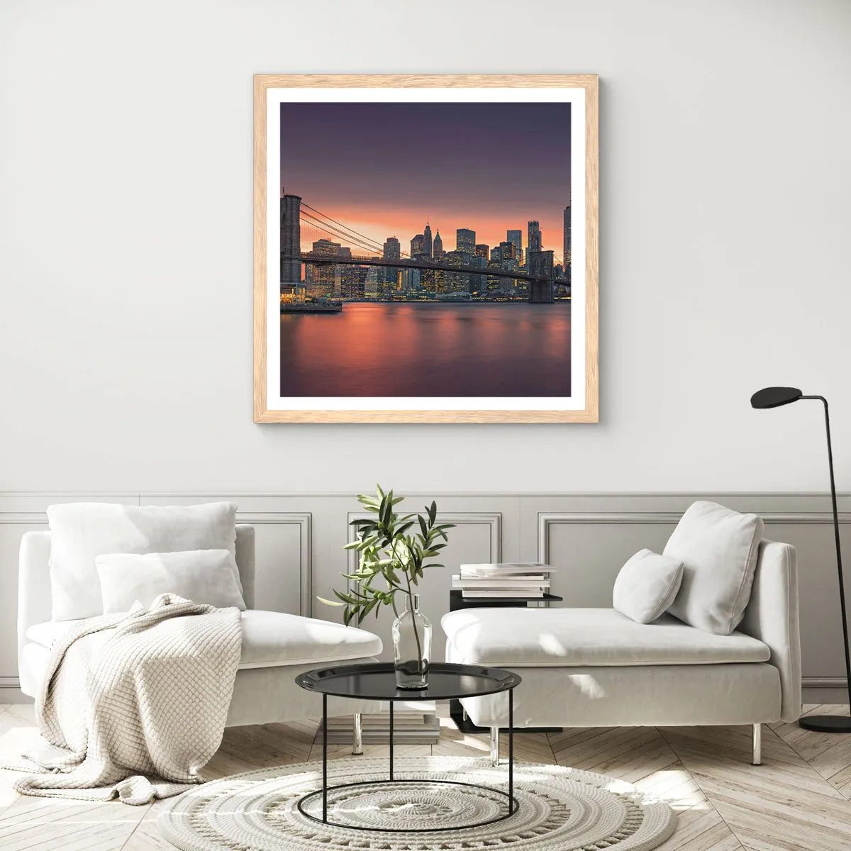 Poster în ramă de stejar deschis - Scufundate în tăcerea liliachie - 40x40 cm