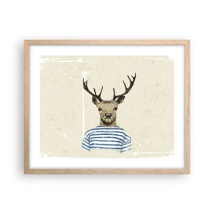 Poster în ramă de stejar deschis - Pentru că îmi plac cămășile cu dungi! - 50x40 cm