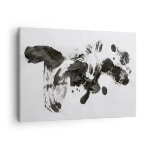 Tablou pe pânză Canvas - Compoziție abstractă de pete negre pe fundal alb - 70x50cm - Metodă în nebunie? - Decorațiune modernă pentru perete pentru living și dormitor ARTTOR