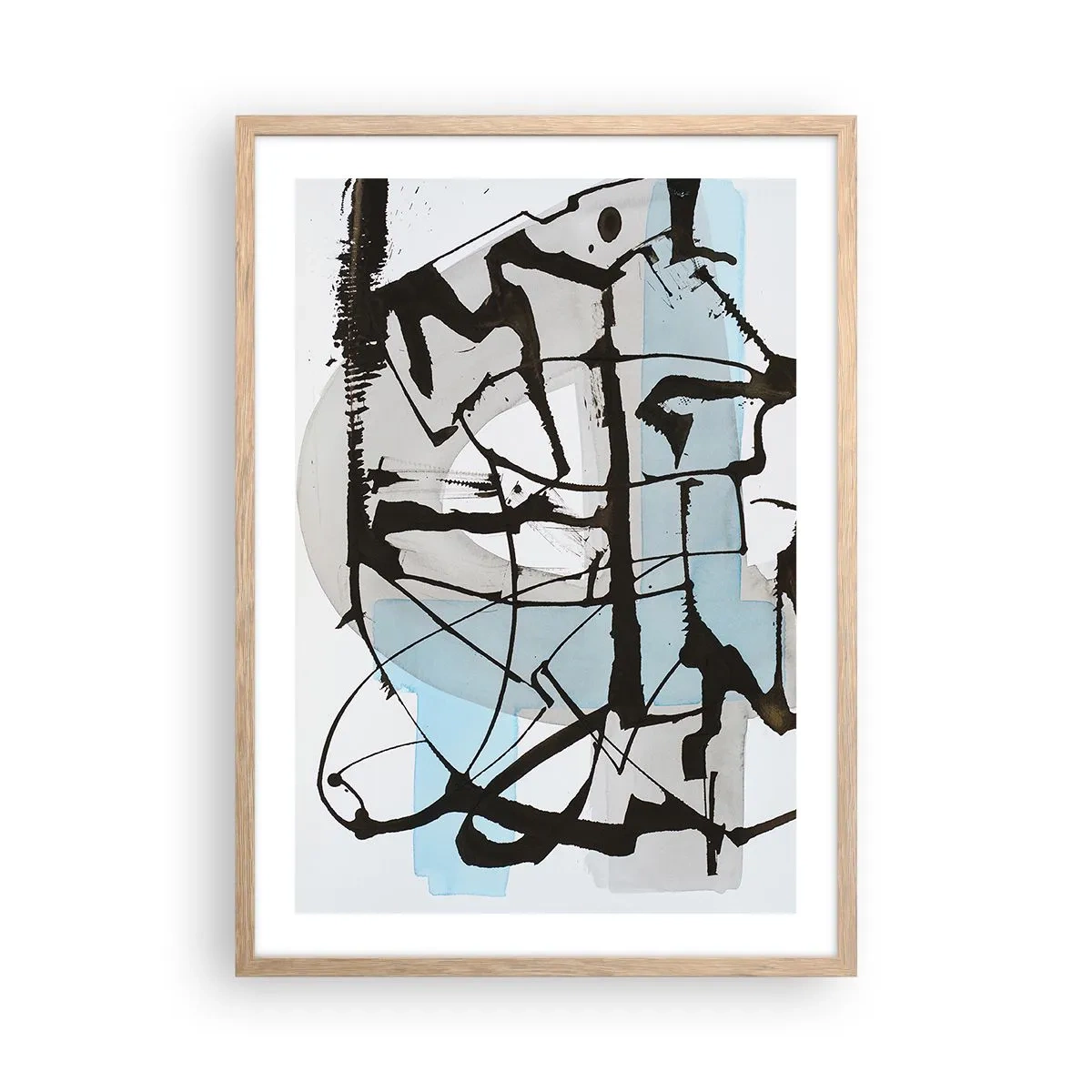 Poster în ramă de stejar deschis - Cu toate acestea, albastru - 50x70 cm