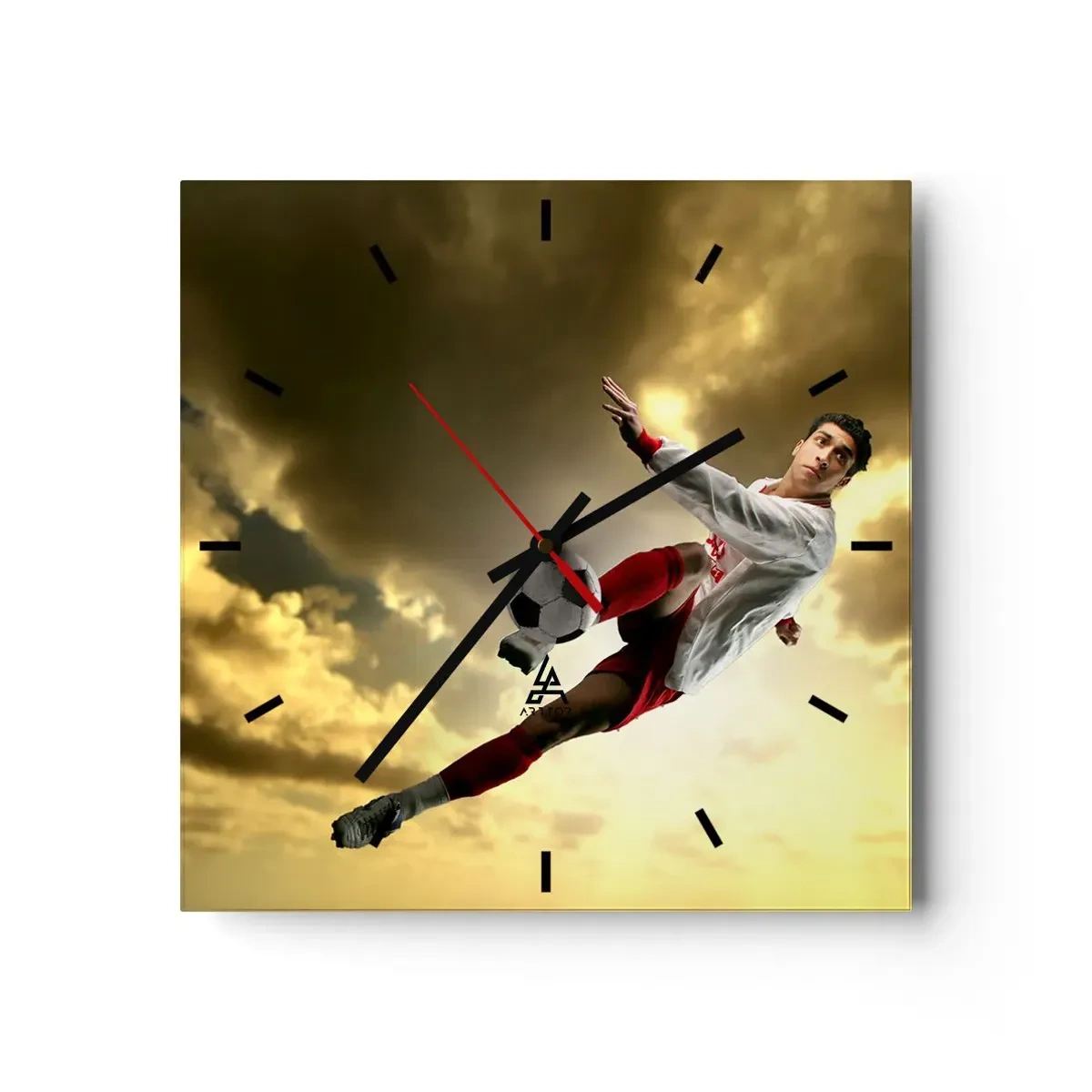 Ceas de perete - Ceas pe sticlă - Cerul fotbalului - 40x40 cm