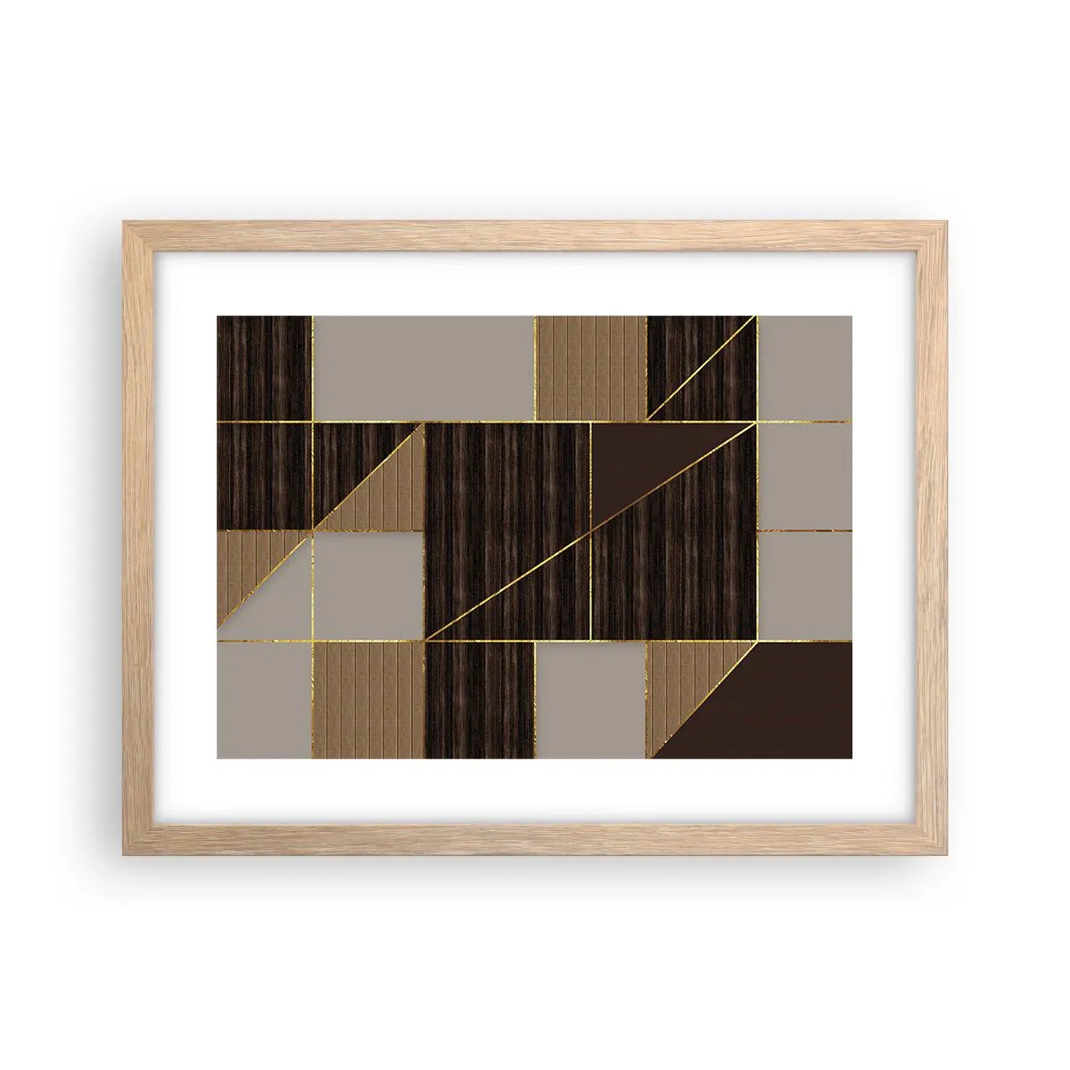 Poster în ramă de stejar deschis - Un mozaic de maro și auriu - 40x30 cm