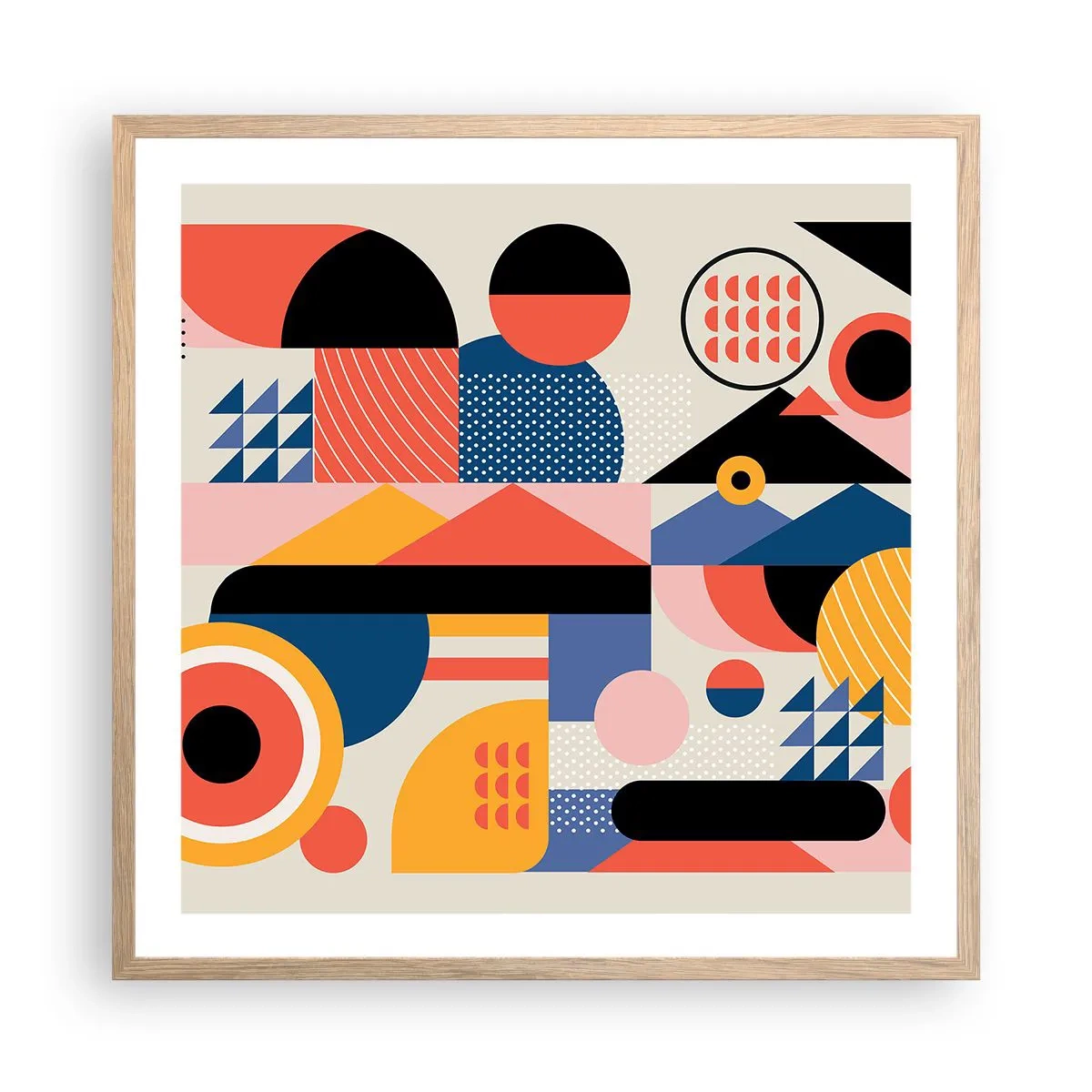 Poster în ramă de stejar deschis - Compoziție: joacă-te - 60x60 cm