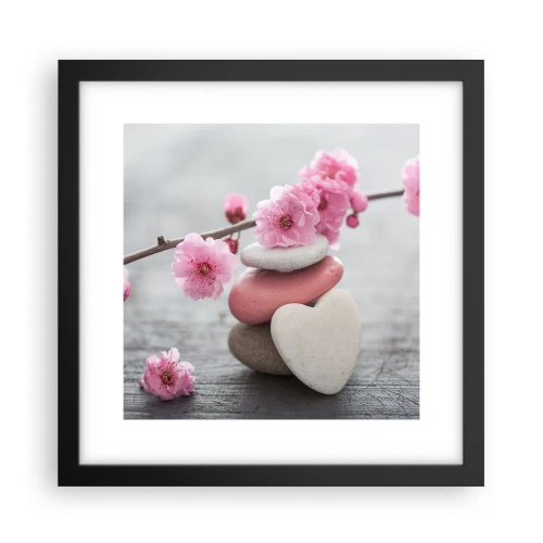 Poster în ramă neagră - Fericirea florilor de cireș - 30x30 cm