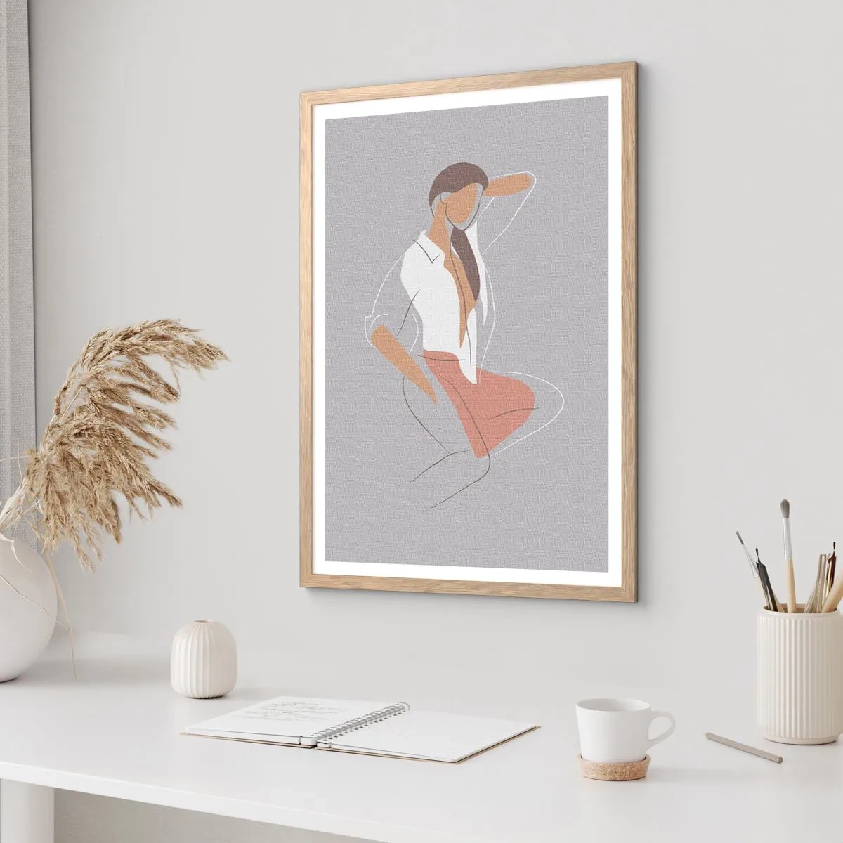 Poster în ramă de stejar deschis - Schiță de farmec - 70x100 cm