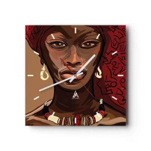 Ceas de perete - Ceas pe sticlă - Venus din abanos - 30x30 cm