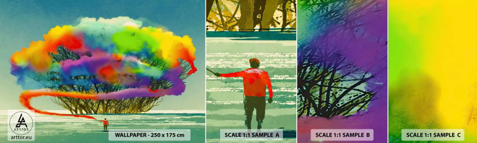 Mostră tapet autocolant Deluxe Sticker - Aducând această lume la viață - Abstracția, Om, Model modern - 100x30 cm