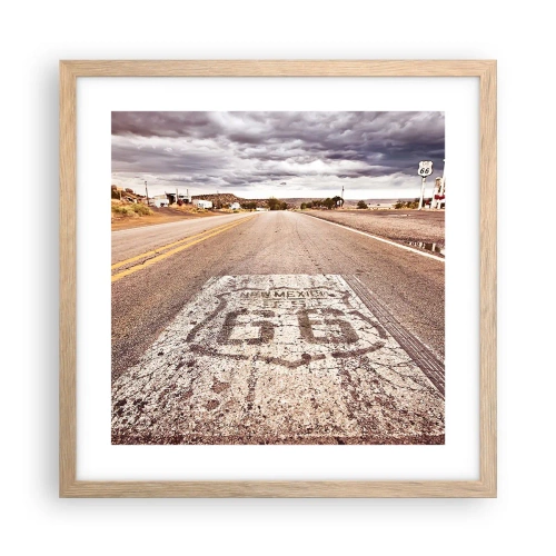 Poster în ramă de stejar deschis - Mother Road - o legendă americană - 40x40 cm