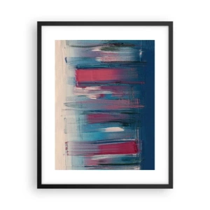 Poster în ramă neagră - Compoziție verticală în albastru și roșu - 40x50 cm