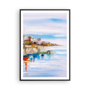 Poster în ramă neagră - Port urban multicolor - 70x100 cm