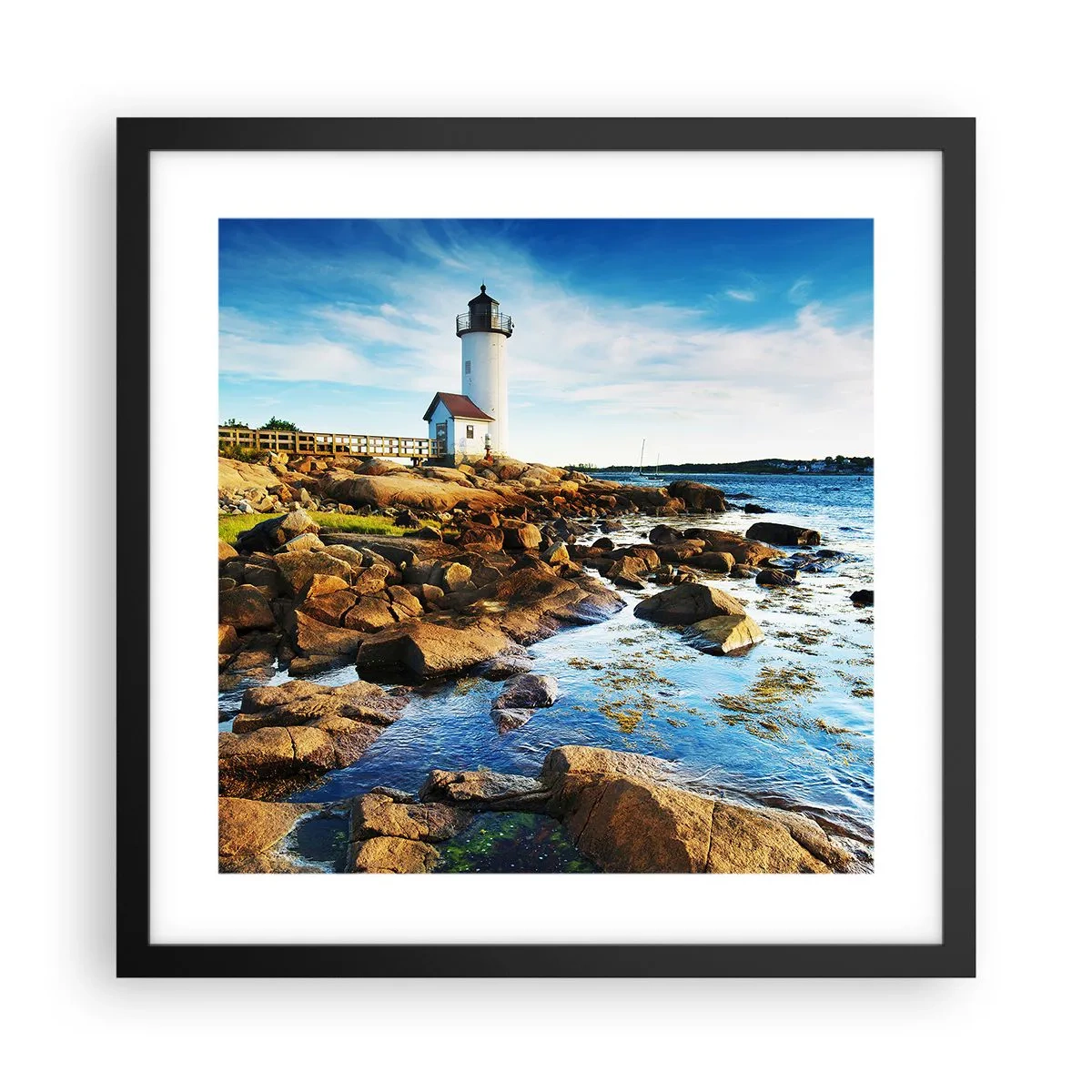 Poster în ramă neagră - Întoarce-te acasă fericit, te aștept cu nerăbdare - 40x40 cm