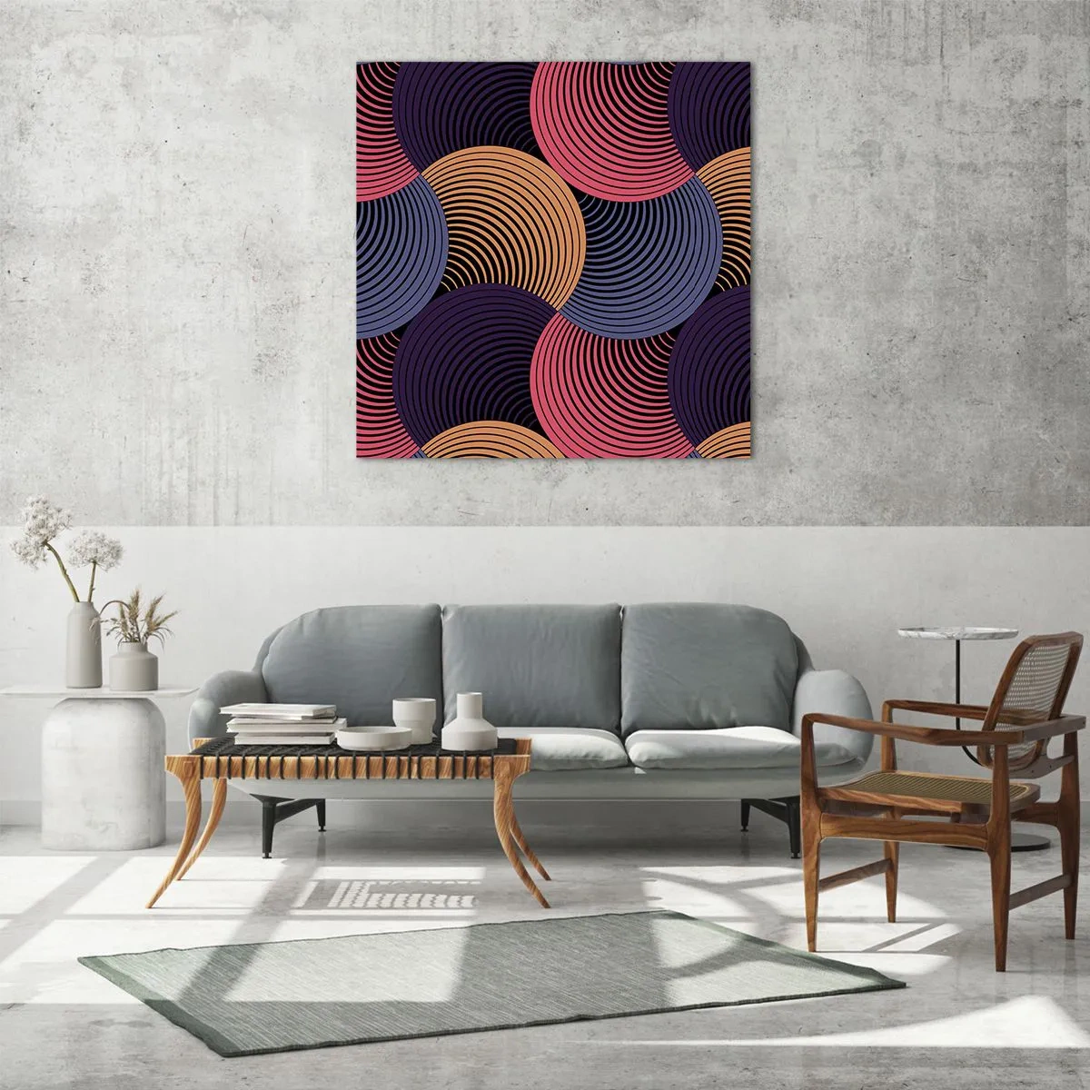 Tablou pe sticlă - Într-un ritm de cerc - 40x40 cm