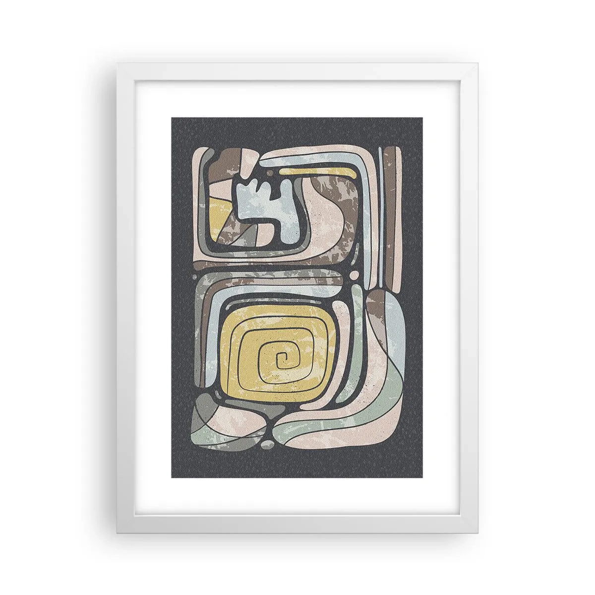 Poster în ramă albă - Abstracție în spirit precolumbian - 30x40 cm