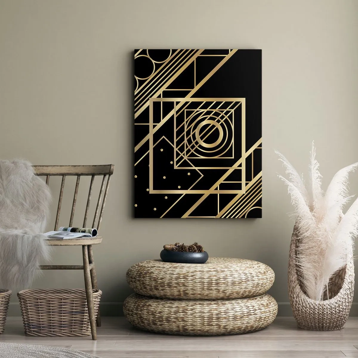 Tablou pe pânză - Geometrie de aur - 50x70 cm