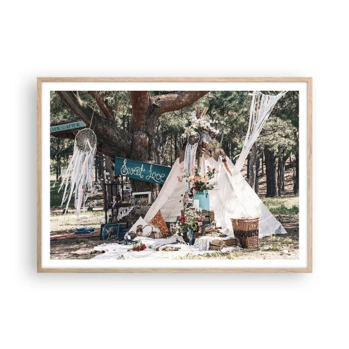 Poster în ramă de stejar deschis - Make love… - 100x70 cm
