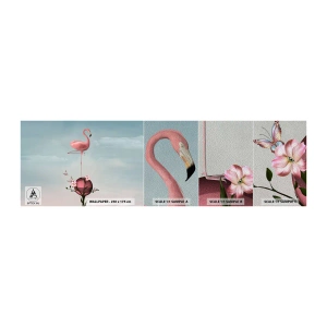 Mostră tapet Premium Sand - Alegoria mingii de baschet - Abstracția, Flamingo, Pasăre - 100x30 cm